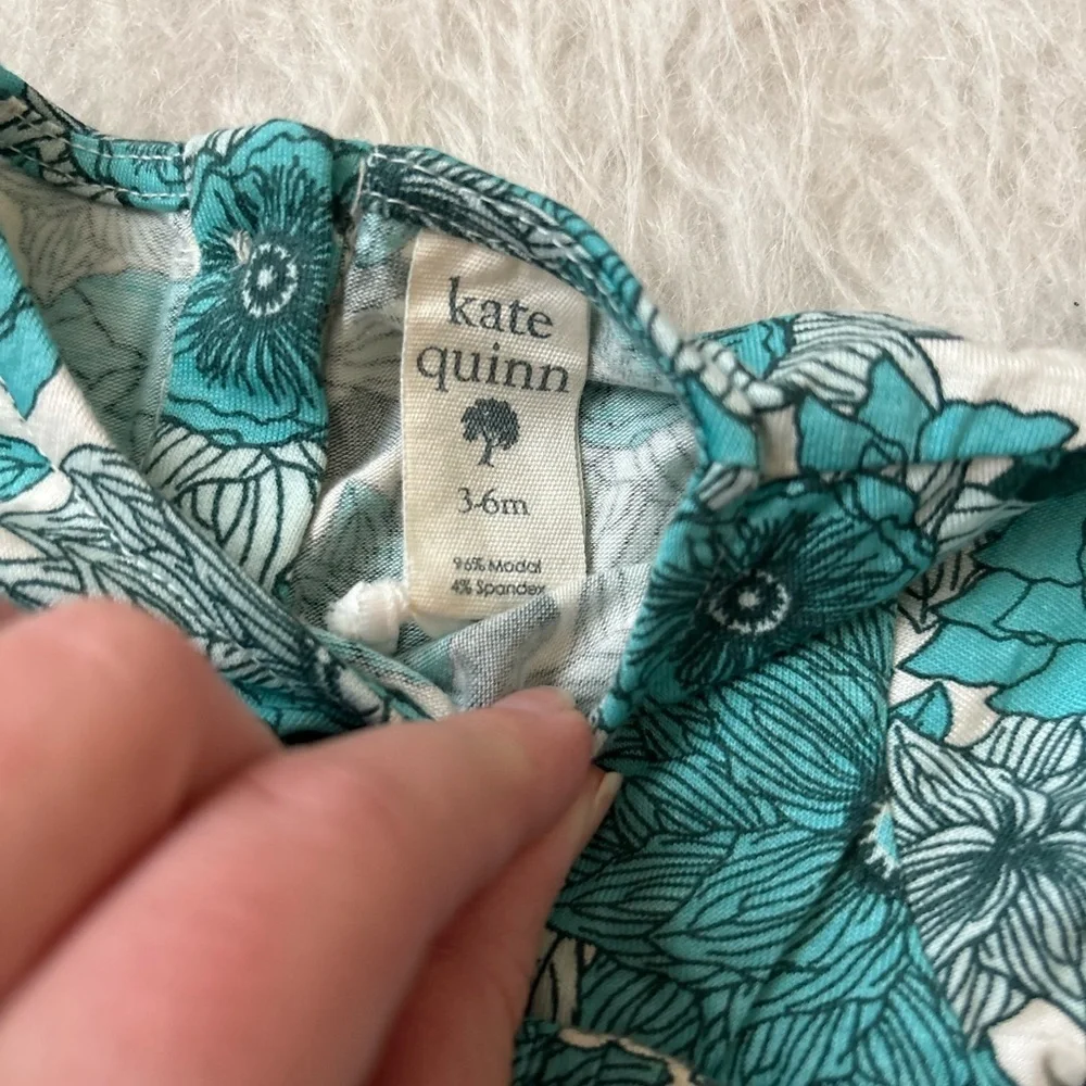 Kate Quinn Teal Retro Mod Floral Baby Dress